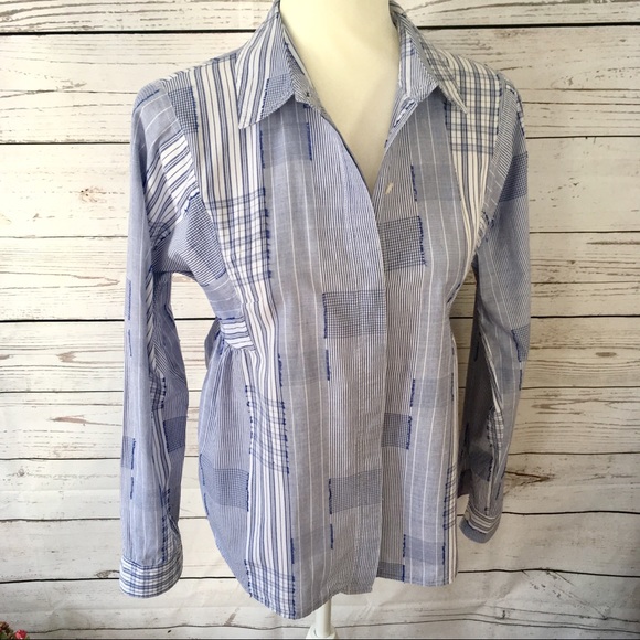Anthropologie Tops - Anthropologie Odille Blue & white button up shirt